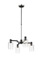 Adamson Swing Arm Telescopic Pendant 4 x E14 Satin Nickel/Satin Black/Clear Uniform Dimple Cylinder Glass