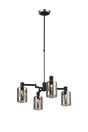 Adamson Swing Arm Telescopic Pendant 4 x E14 Satin Nickel/Satin Black/Smoke Uniform Dimple Cylinder Glass
