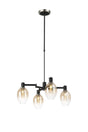 Adamson Swing Arm Telescopic Pendant 4 x E14 Satin Nickel/Satin Black/Amber Fade Wine Glass Glass