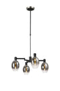 Adamson Swing Arm Telescopic Pendant 4 x E14 Satin Nickel/Satin Black/Smoke Fade Wine Glass Glass
