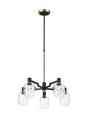 Adamson Swing Arm Telescopic Pendant 5 x E14 Brass/Satin Black/Clear Twisted Cylinder Glass