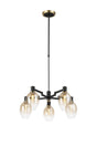 Adamson Swing Arm Telescopic Pendant 5 x E14 Brass/Satin Black/Amber Fade Wine Glass Glass