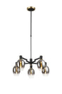 Adamson Swing Arm Telescopic Pendant 5 x E14 Brass/Satin Black/Smoke Fade Wine Glass Glass