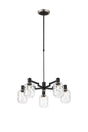 Adamson Swing Arm Telescopic Pendant 5 x E14 Satin Nickel/Satin Black/Clear Twisted Cylinder Glass