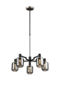 Adamson Swing Arm Telescopic Pendant 5 x E14 Satin Nickel/Satin Black/Smoke Twisted Cylinder Glass