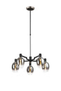 Adamson Swing Arm Telescopic Pendant 5 x E14 Satin Nickel/Satin Black/Smoke Fade Wine Glass Glass