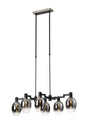Adamson Swing Arm Telescopic Linear Pendant 6 x E14 Satin Nickel/Satin Black/Smoke Fade Wine Glass Glass