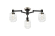Adamson Swing Arm Flush Ceiling 3 x E14 Satin Nickel/Satin Black/Clear Striped Cylinder Glass