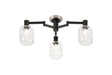 Adamson Swing Arm Flush Ceiling 3 x E14 Satin Nickel/Satin Black/Clear Twisted Cylinder Glass