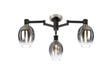 Adamson Swing Arm Flush Ceiling 3 x E14 Satin Nickel/Satin Black/Smoke Fade Wine Glass Glass