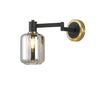 Adamson Adjustable Swing Arm Wall x 1 x E14 Brass/Satin Black/Smoke Striped Cylinder Glass