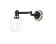 Adamson Adjustable Swing Arm Wall x 1 x E14 Satin Nickel/Satin Black/Clear Twisted Cylinder Glass