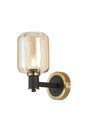 Adamson Wall x 1 x E14 Brass/Satin Black/Amber Striped Cylinder Glass