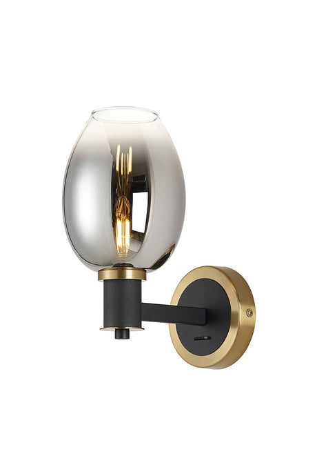 Adamson Wall x 1 x E14 Brass/Satin Black/Smoke Fade Wine Glass Glass