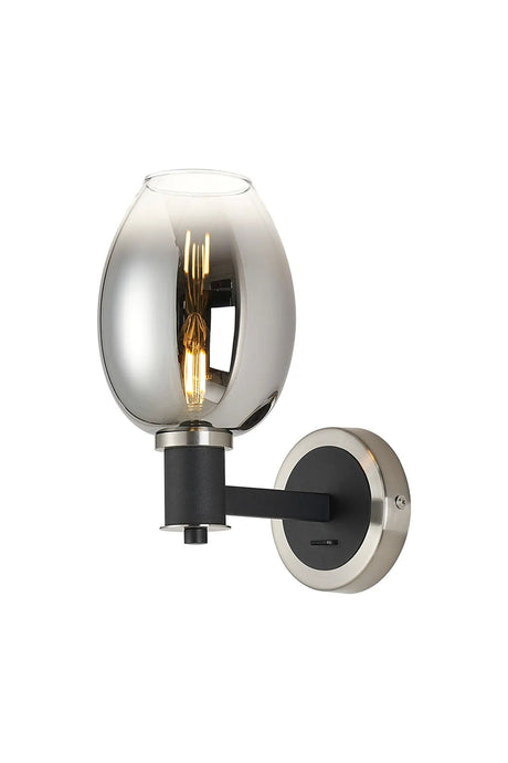 Adamson Wall x 1 x E14 Satin Nickel/Satin Black/Smoke Fade Wine Glass Glass