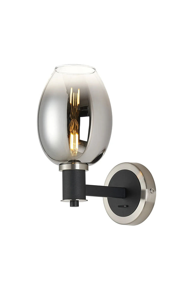 Adamson Wall x 1 x E14 Satin Nickel/Satin Black/Smoke Fade Wine Glass Glass
