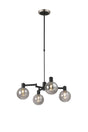 Adamson Swing Arm Telescopic Pendant 4 x E14 Satin Nickel/Satin Black/Smoke Plated Round Segment Glass