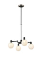 Adamson Swing Arm Telescopic Pendant 4 x E14 Satin Nickel/Satin Black/White Round Speckled Glass