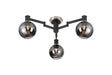Adamson Swing Arm Flush Ceiling 3 x E14 Satin Nickel/Satin Black/Smoke Plated Round Segment Glass