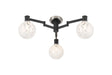 Adamson Swing Arm Flush Ceiling 3 x E14 Satin Nickel/Satin Black/White Round Speckled Glass