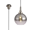 Allardyce 1 Light Pendant E27 With 30cm Globe Glass, Polished Nickel/Matt Black/Smoked/Clear