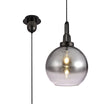 Allardyce 1 Light Pendant E27 With 30cm Globe Glass, Black Chrome/Matt Black/Smoked/Clear
