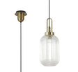 Allardyce 1 Light Pendant E27 With 20cm Tubular Ribbed Glass, Clear Brass Gold/Matt Black