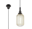 Allardyce 1 Light Pendant E27 With 20cm Tubular Ribbed Glass, Champagne Black Chrome/Matt Black