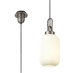 Allardyce 1 Light Pendant E27 20cm Tubular Ribbed Glass, Opal Antique Silver/Black