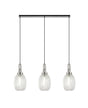 Allardyce Linear 3 Light Pendant E27 With 20cm Almond Ribbed Glass, Clear Polished Nickel/Matt Black