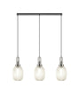 Allardyce Linear 3 Light Pendant E27 With 20cm Almond Ribbed Glass, Champagne Polished Nickel/Matt Black