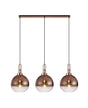 Allardyce Linear 3 Light Pendant E27 With 30cm Globe Glass, Copper/Clear Copper/Matt Black