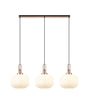 Allardyce Linear 3 Light Pendant E27, Copper/Matt Black With 30cm Pumpkin Shaped Ribbed Opal Glass