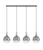 Allardyce Linear 4 Light Pendant E27 With 30cm Globe Glass, Smoked/Clear Polished Nickel/Matt Black