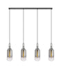 Allardyce Linear 4 Light Pendant E27 With 16cm Cylinder Glass, Smoked/Clear Polished Nickel/Matt Black