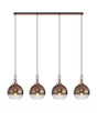 Allardyce Linear 4 Light Pendant E27 With 30cm Globe Glass, Copper/Clear Copper/Matt Black