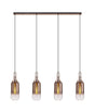 Allardyce Linear 4 Light Pendant E27 With 16cm Cylinder Glass, Copper/Clear Copper/Matt Black