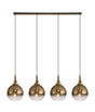 Allardyce Linear 4 Light Pendant E27 With 30cm Globe Glass, Brass Gold/Clear Brass Gold/Matt Black