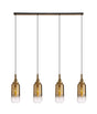 Allardyce Linear 4 Light Pendant E27 With 16cm Cylinder Glass, Brass Gold/Clear Brass Gold/Matt Black