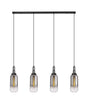 Allardyce Linear 4 Light Pendant E27 With 16cm Cylinder Glass, Smoked/Clear Black Chrome/Matt Black