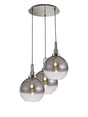 Allardyce Round 3 Light Pendant With 30cm Globe Glass, Polished Nickel/Matt Black Smoked/Clear