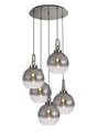 Allardyce Round 5 Light Pendant With 30cm Globe Glass, Polished Nickel/Matt Black Smoked/Clear