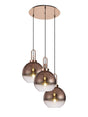 Allardyce Round 3 Light Pendant With 30cm Globe Glass, Copper/Matt Black Copper/Clear