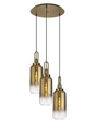 Allardyce Round 3 Light Pendant With 16cm Cylinder Glass, Brass Gold/Matt Black Brass Gold/Clear