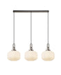 Allardyce Linear 3 Light Pendant E27, Antique Silver/Matt Black With 30cm Pumpkin Shaped Ribbed Opal Glass