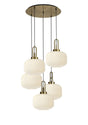 Allardyce 2.5m Round Pendant, 5 x E27, Brass Gold/Matt Black With 30cm Pumpkin Shaped Ribbed Opal Glass