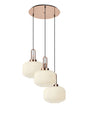 Allardyce 2m Round Pendant, 3 x E27, Copper/Matt Black With 30cm Pumpkin Shaped Ribbed Opal Glass