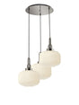 Allardyce 2m Round Pendant, 3 x E27, Polished Nickel/Matt Black With 30cm Pumpkin Shaped Ribbed Opal Glass