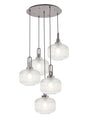 Allardyce 2.5m Round Pendant, 5 x E27, Pewter/Matt Black With 30cm Pumpkin Shaped Ribbed Clear Glass