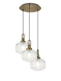 Allardyce 2m Round Pendant, 3 x E27, Brass Gold/Matt Black With 30cm Pumpkin Shaped Ribbed Clear Glass